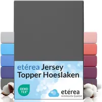 Etérea Himmlische Qualität etérea Topper Jersey Hoeslaken 90x200 - 100x200 cm Oekotex Made in Green - 100% katoen - Antraciet