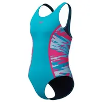 Speedo H-Boom Splice Muscleback 1 Piece Meisjes Sportbadpak - Turquoise/Roze