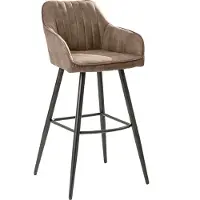 Invicta Elegante barkruk TURIN vintage taupe met decoratieve gewatteerde barstoel met armleuning - 40438