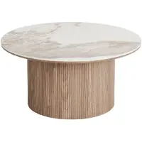 House Nordic Salontafel Athens - Rond Keramisch Wit/Bruin - Ø80x40cm