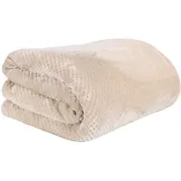 Home Deco Factory Fleece deken - beige - 180 x 220 cm cm - polyester - XXL woondeken - plaid -