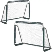Relaxdays voetbaldoel tuin - 2 stuks - kinderen en volwassenen - 110 x 150 x 75 cm - metaal - grijs
