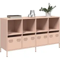 vidaXL Dressoir 135x39x73,5 cm koudgewalst staal roze