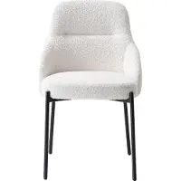 Vente-unique Set van 2 stoelen in bouclé en zwart metaal - Wit - LIAMONA