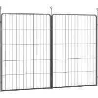 PawHut 2er-Set Erweiterung 2 Hundezaun-Paneele für Freigehege, 80 x 100 cm Welpenzaun aus Stahl, für kleine bis große Hunde Schwarz