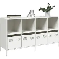 vidaXL Dressoir 135x39x73,5 cm koudgewalst staal wit