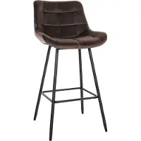 CLP West Barkruk - Met rugleuning - Voetsteun - Metalen frame - bruin Fluweel