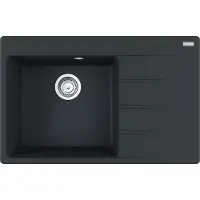 Franke Maris Centro Inbouwspoel, Fragranit spoelbak CNG 611-78 A, Onyx, met draaiknop, roestvrij staal, vanaf 50 cm, artikelnummer 114.0627.