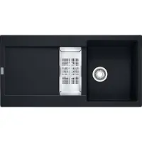 Franke spoelbak MARIS MRG 651 ZWART MAT met drukknopafvoer en afdruiprek / Uitsparing: 950 x 480 mm