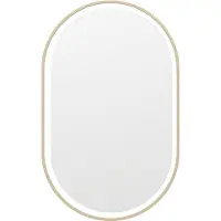 Vente-unique Verlichte ovale badkamerspiegel met antibewaseming en goudkleurig kader - 50 x 80 cm ALARICO