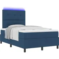 vidaXL Boxspring bed met LED-stripverlichting Blauw 120 x 200 cm Stof