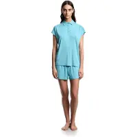 Emporio Armani Dames Essentiële studs pyjama blauw (XL), Homewear, Viscose, Korte mouwen, Turquoise EW002964_AF19024