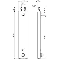 Delabie Du-Elem. SECURITHERM thermostaatkraan, 6V batterij, aluminium, aansluiting bovenkant