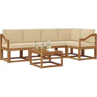 vidaXL Buiten bank set 6 st Natuurlijk en Beige