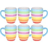 Secret De Gourmet Koffiemokken Curacao - 6x stuks - Keramiek - multi kleuren blauw - 300 ml - 8 x 11 cm - Luxe uitstraling