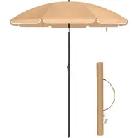 Acaza Stok Parasol - 160 cm Diameter - Ronde / Achthoekige Tuinparasol van Polyester - Kantelbaar - met Draagtas - Taupe