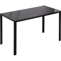 HOMCOM - eettafel - metaal - glas - 120L x 60B x 75H cm - zwart