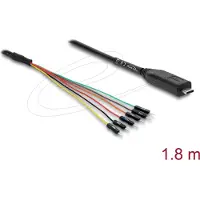 DeLOCK Converter USB 2.0 Type-C to UART TTL (3.3 V) Interface with 6 x pin header male TX/RX/CTS/RTS and 5 V output voltage 1.8 m