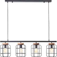 Brilliant 99798/66 Gwen Hanglamp Zwart Staal/Hout - 4 x E27