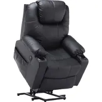 MCombo 7040 Elektrische Relaxstoel met Opstahulp – Massage, Verwarming & USB – Zwart Kunstleer
