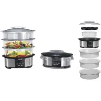 Heinner Master Collection Stoomkoker 12 L - 1000W - 3 Stoomlagen - Inclusief Rijstbakje - Vaatwasserbestendig - 90 min Timer - BPA-vrij - 1,4 L Waterreservoir - RVS/Zwart