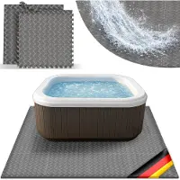 Tillvex Vierkante vloermat, 200 cm voor spa, thermische beschermingsmat voor whirlpool en zwembad, isolerende onderlaag, schokbestendige vloerplaat (grijs)