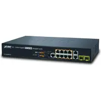 Planet GS-5220-8P2T2S, beheerde switch, L2+, Gigabit Ethernet (10/100/1000), Power over Ethernet (PoE), geschikt voor montage in een rack, 1U