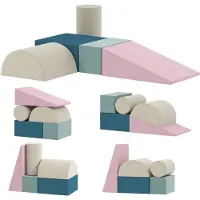 AIYAPLAY Zachte Speelset voor Kinderen Fluweel 61L x 40,6B x 60H cm Roze+Groen+Beige+Blauw