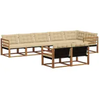vidaXL Buiten bank set 8 st Natuurlijk en Beige