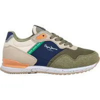 Pepe Jeans Kids Londen Zuid groene trainers (32), Plat, Veters, Sportief, kinderkleding PBS400013