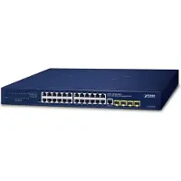 Planet IPv4/IPv6, 24-poorts, beheerde switch, L2/L4, Gigabit Ethernet (10/100/1000), full-duplex modus, installatie in rack, 1U