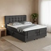 Beddenbriljant Elektrische Boxspring Fiene - 180x200 cm - Pocketvering - Stof Antraciet