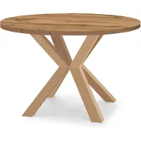 Dekori.Interiors Uitschuifbare eettafel, rond, RAL 100/150 cm, eikenhout "Wotan" met massieve beuken houten poten – Stijlvol, rustiek