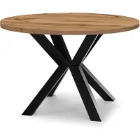 Dekori.Interiors Uitschuifbare eettafel, rund, zwart, RAL 100/150 cm, eikenhout "Wotan" met massieve beuken houten poten – Stijlvol, rustiek
