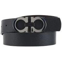 Ferragamo Zwarte Kalfslederen Bos Taurus Regular Riem