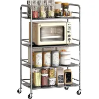 HOMCOM Keukenwagen-Roestvrij staal-60L x 35B x 100H cm-Zilver