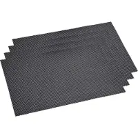 Kesper tafel placemats/onderleggers - 4x - zwart - 29 x 43 cm - Diner/Ontbijt - kunststof - geweven