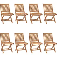 vidaXL Tuinstoelen 8 st inklapbaar met kussens massief teakhout