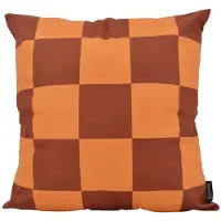 Gek op kussens! Sierkussen checker cognac/bruin | 45 x 45 cm | katoen/polyester