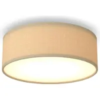 Calex LED Plafondlamp, 30 cm, Stoffen Kap, Taupe, E27 Fitting, Warm Wit Licht, Dimbaar, Moderne Ronde Plafonnière