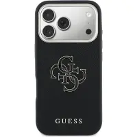 GUESS hoesje - Geschikt voor iPhone 17 Pro Max en geschikt voor iPhone 18 Pro Max - Kunstleer - Zwart