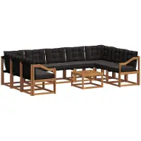 vidaXL Buiten bank set 10 st Naturel en Zwart