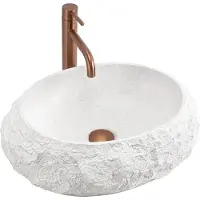 REA Mika Kunstmatige Composietsteen Ovaal - Wastafel - Wit, Ecru, Imitatiesteen - 50 X 38 X 15 Cm