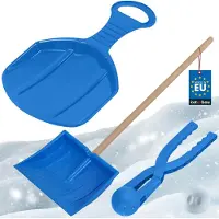 KOTARBAU Sneeuwschijf, 34 X 53 cm, PVC, Sneeuwbalmaker, Sneeuwschep voor Kinderen, Sneeuw Slee, Kindersneeuwschep, Vormer voor Sneeuwballen, Kindersneeuwschep met Houten Steel, Blauw