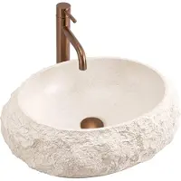 REA Mika Kunstmatige Composietsteen Ovaal - Wastafel - Beige, Steenimitatie - 50 X 38 X 15 Cm