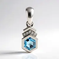 Cavill - Zilveren Hanger 925 Sterling Zilver met Zwitsers Blauwe Topaas 0,56 ct & Zirkonia - Modern Zeskant Design