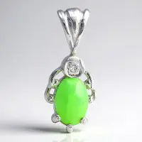Cavill - 925 Sterling Zilveren Hanger - Keizerlijk Chrysopraas 0,37 ct & Witte Topaas 0,01 ct - Ovaal Cabochon - Luxe Handgemaakt Edelsteen Sieraad