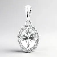 Cavill - Zilveren Hanger met 0,96 ct Ovale Danburiet en 925 Sterling Zilver - Cambodjaanse Zirkonia's - Elegante Sieraden voor Dames