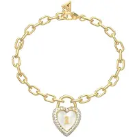 GUESS armband Love Bites Pearly Heart Lock Bracelet Yellow Gold goudkleurig