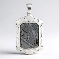 Cavill - Zilveren Hanger - 925 Sterling Zilver - Aletai Meteoriet 4,505 ct - Achthoekig Uniek Robuust - Heren Dames Sieraad 38x19 mm
